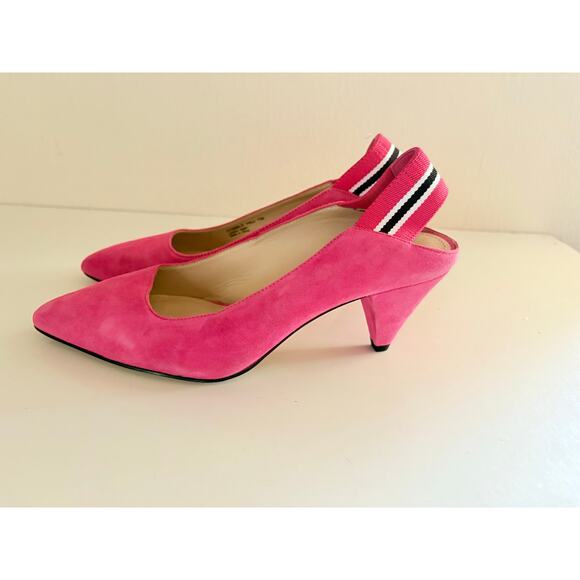 Botkier Cobble Hill Pink Suede Cone Heel Slingback Pumps Size 7 Retro Chic - Picture 6 of 6